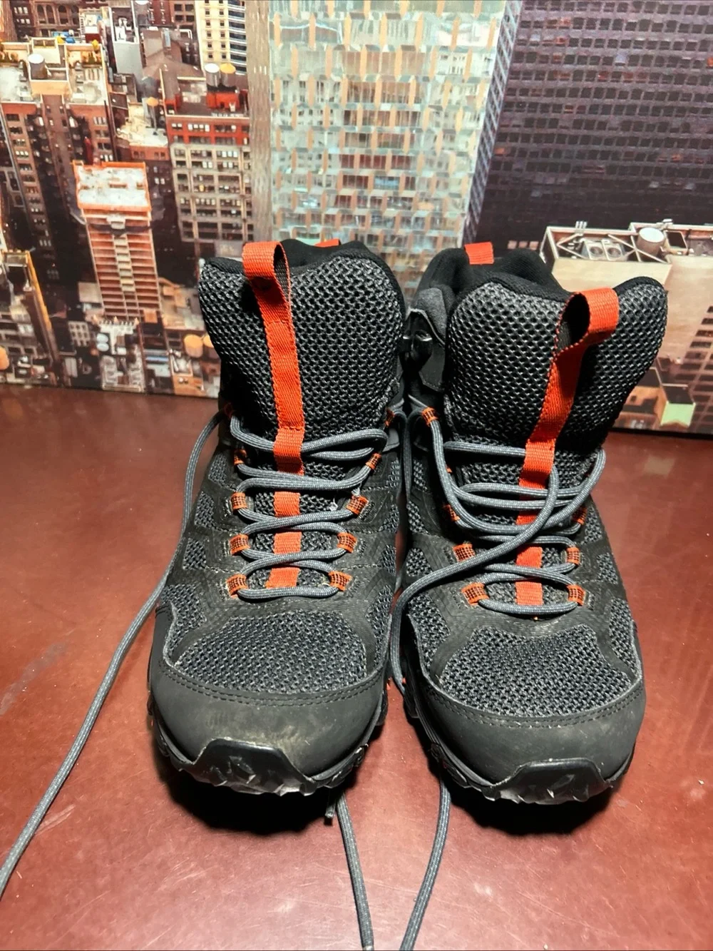 Merrell Black and Orange Men's Mid-Top Hiking Boots